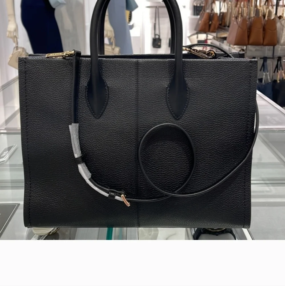 Michael Kors Medium Mirella  Tote Bag Black Embossed Leather NWT - Picture 13 of 16